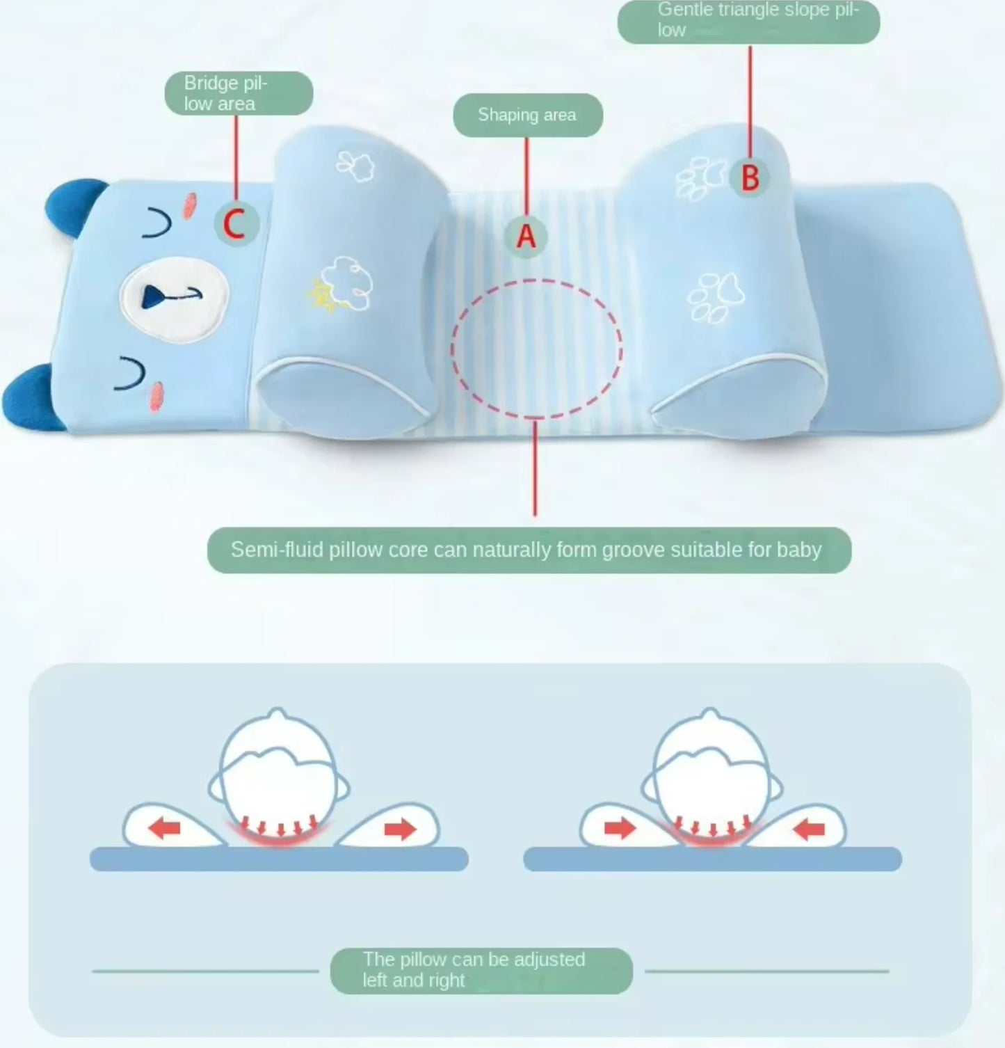 Baby Head Shaping Pillow 🐰